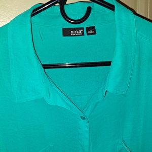 Chiffon silky teal Ana blouse in good used condition ready for new home